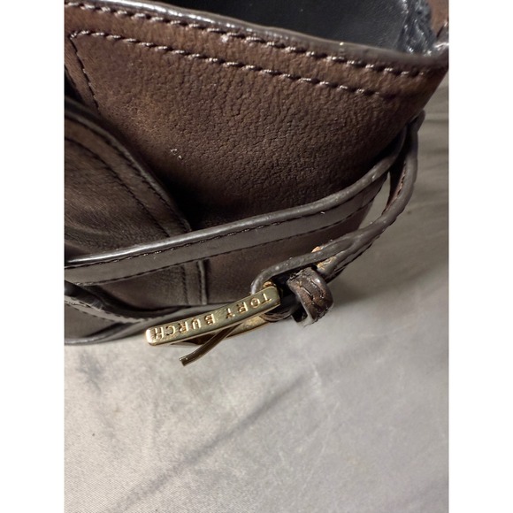 Tory Burch Brown Leather Buckle Strap Block Heel Ankle Boots Women's 5.5 - Picture 6 of 9